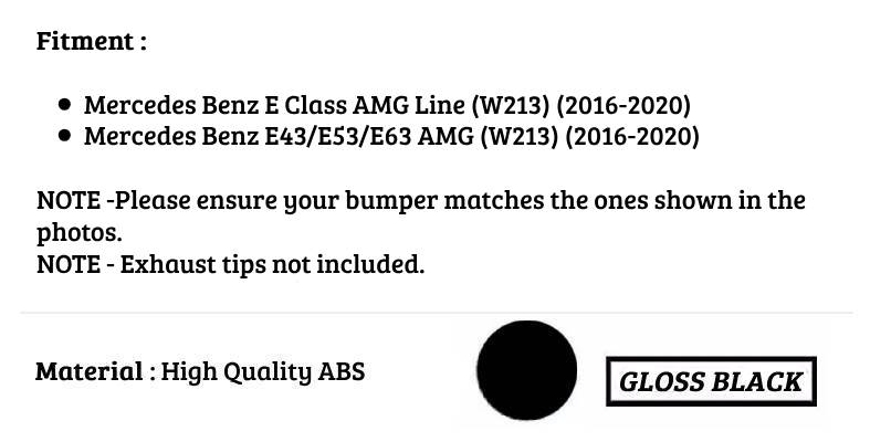 Mercedes E Class W213 AMG E63S Rear Diffuser 2017-2020 Gloss Black
