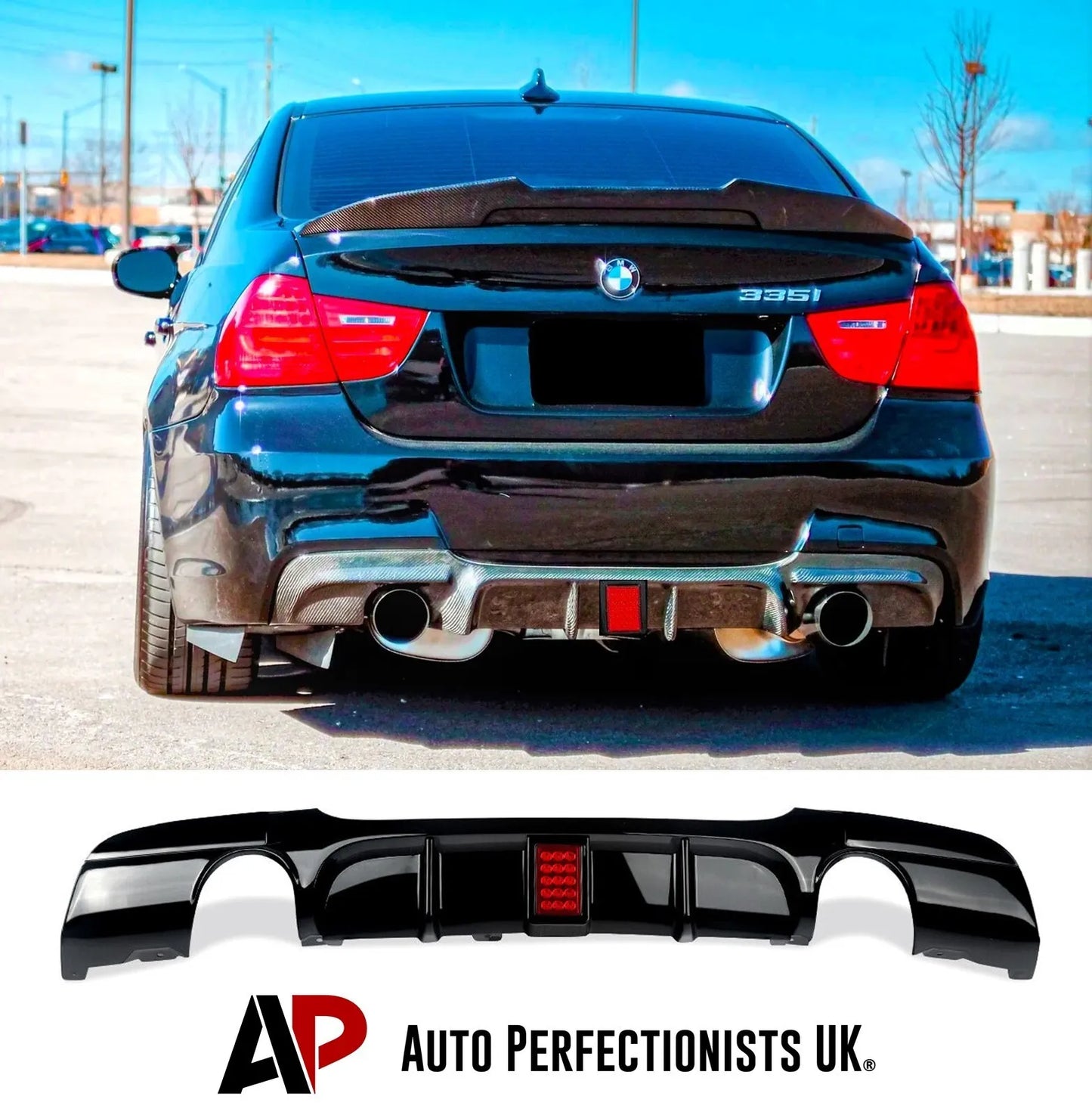 BMW 3 Series 335i E90 E91 Rear Valance Diffuser 2004-2013 Gloss Black