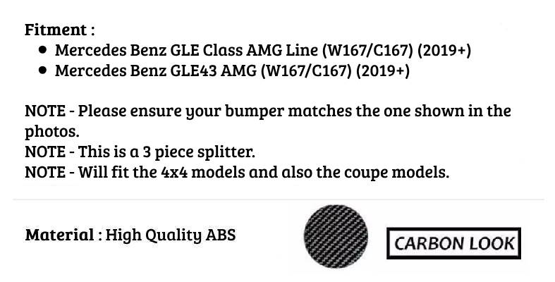Mercedes GLE Class GLE43 Front Splitter 2019-2024 Carbon Fibre