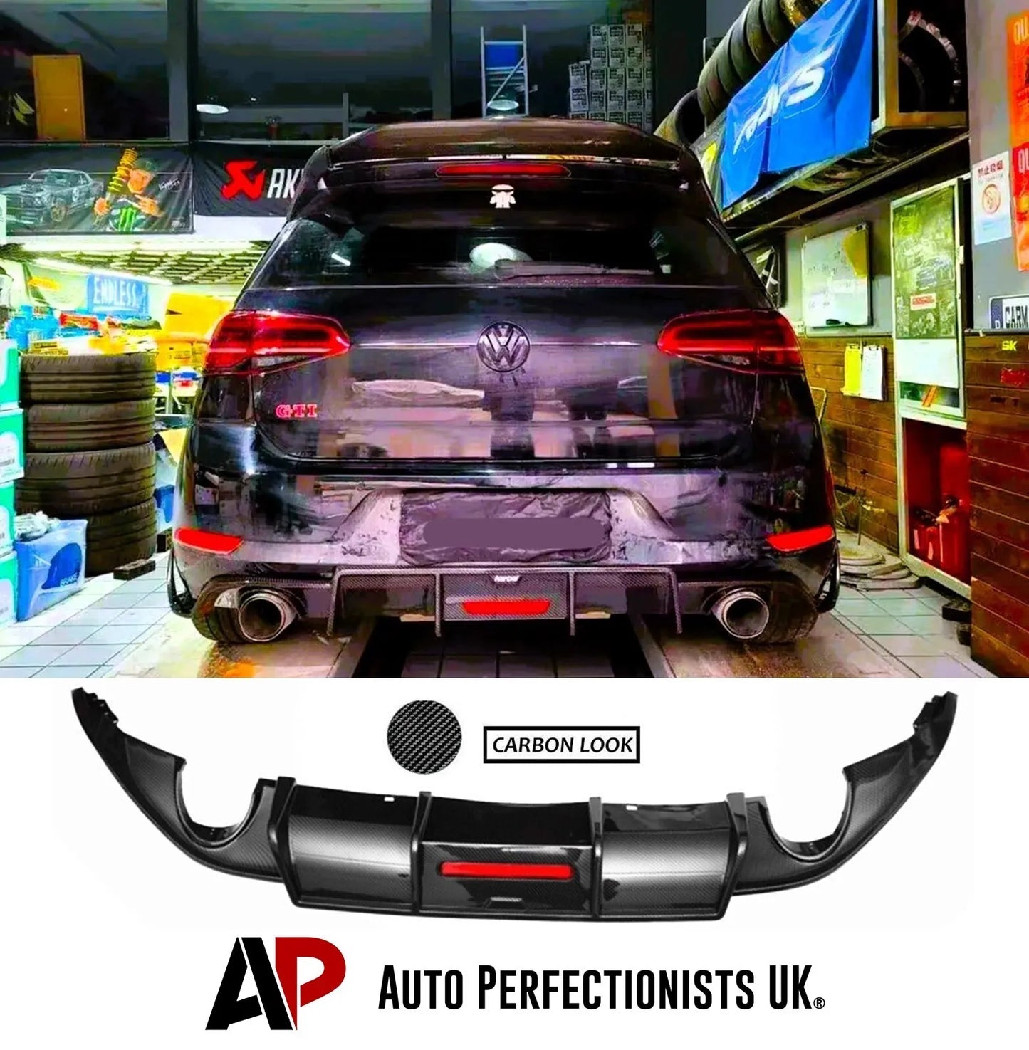 VW Golf MK7.5 Car Rear Spoiler 2016-2020 With LED Carbon Fibre
