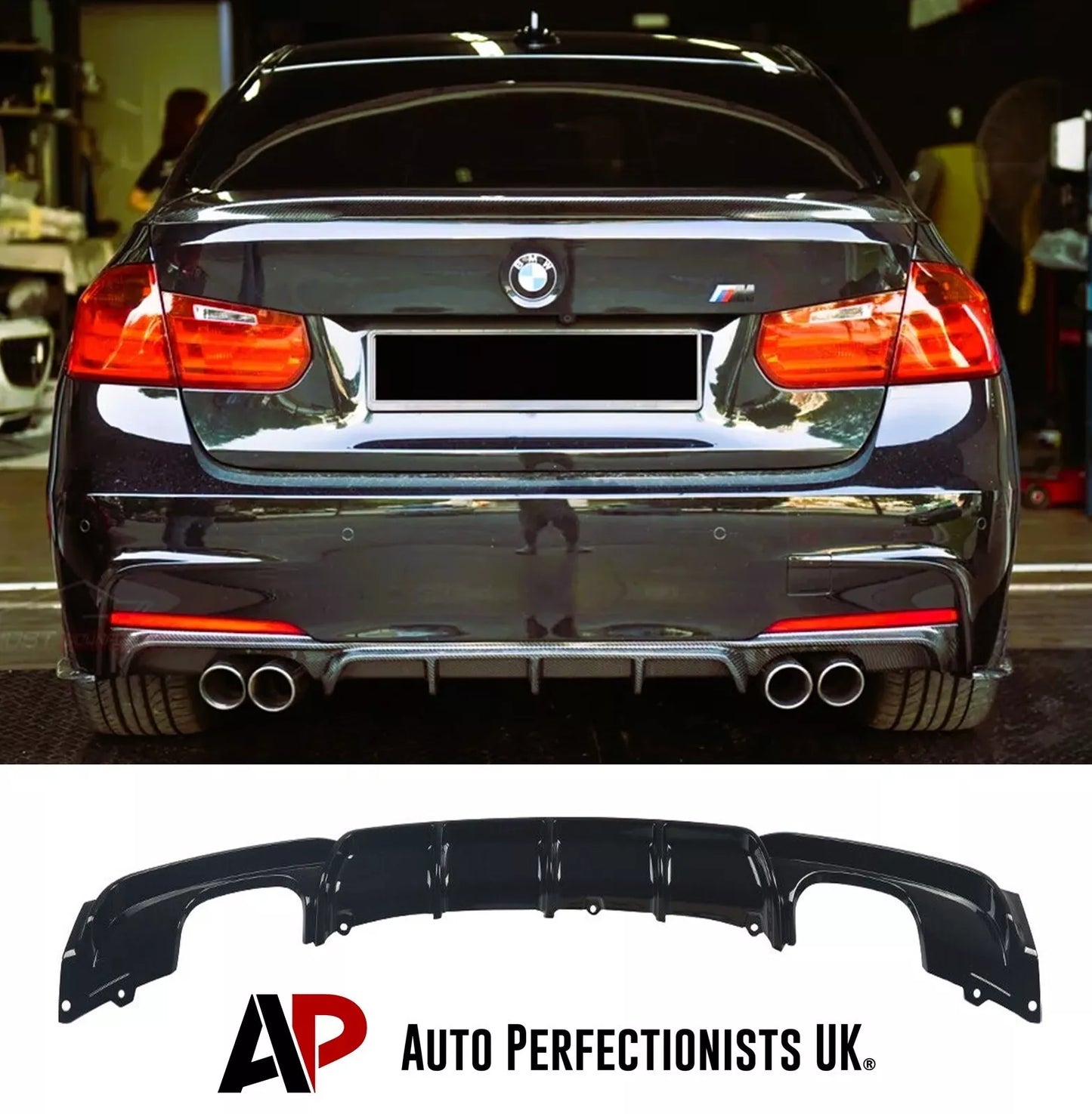 BMW 3 Series F30 F31 Car Rear Spoiler Quad Exhaust 11-19 Gloss Black
