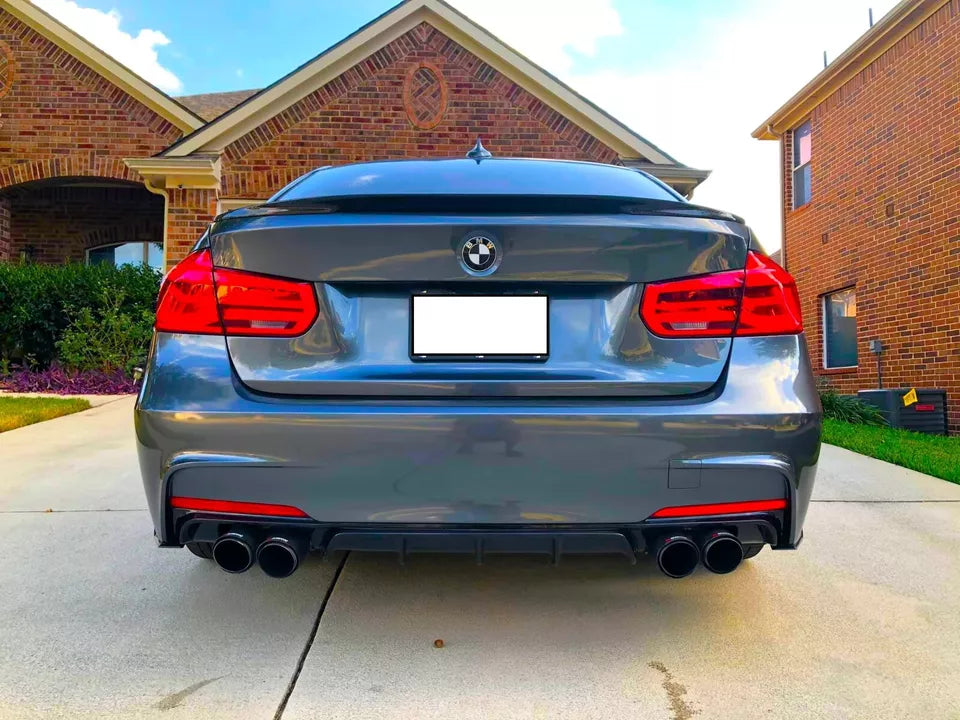 BMW 3 Series F30 F31 Car Rear Spoiler Quad Exhaust 11-19 Gloss Black