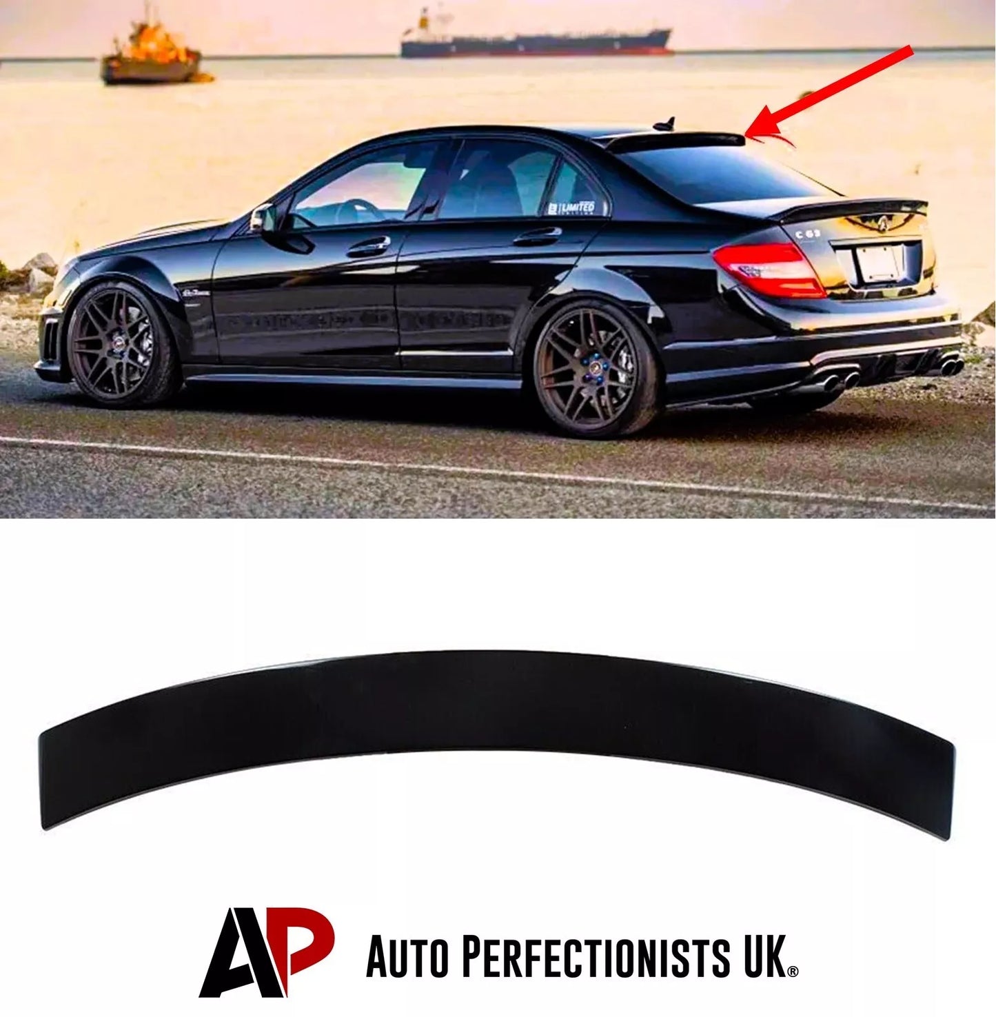 Mercedes C Class Car Rear Roof Spoiler W204 2007-2014 Gloss Black