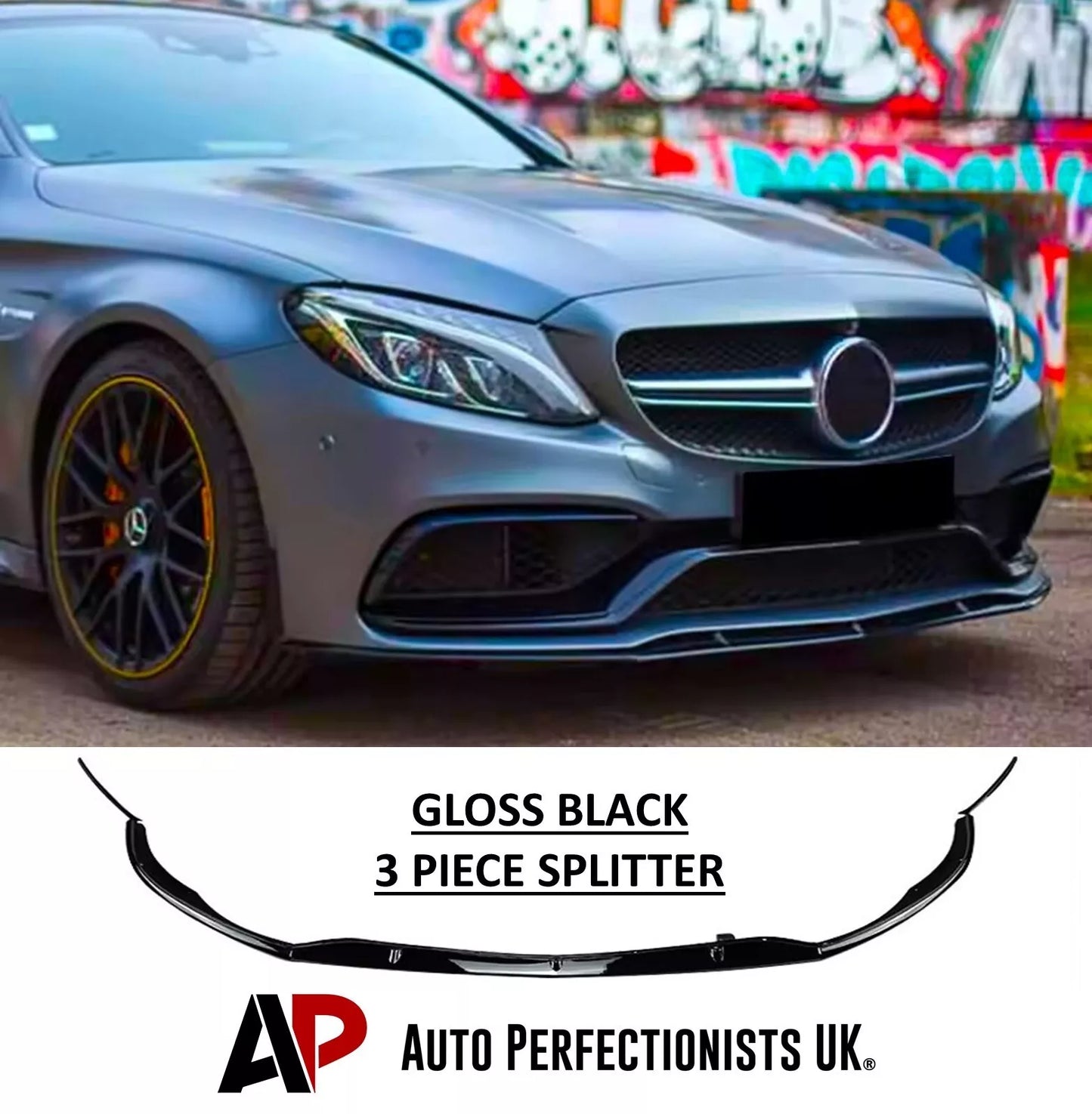 Mercedes C Class C63 AMG Front Splitter 2015-2022 Gloss Black
