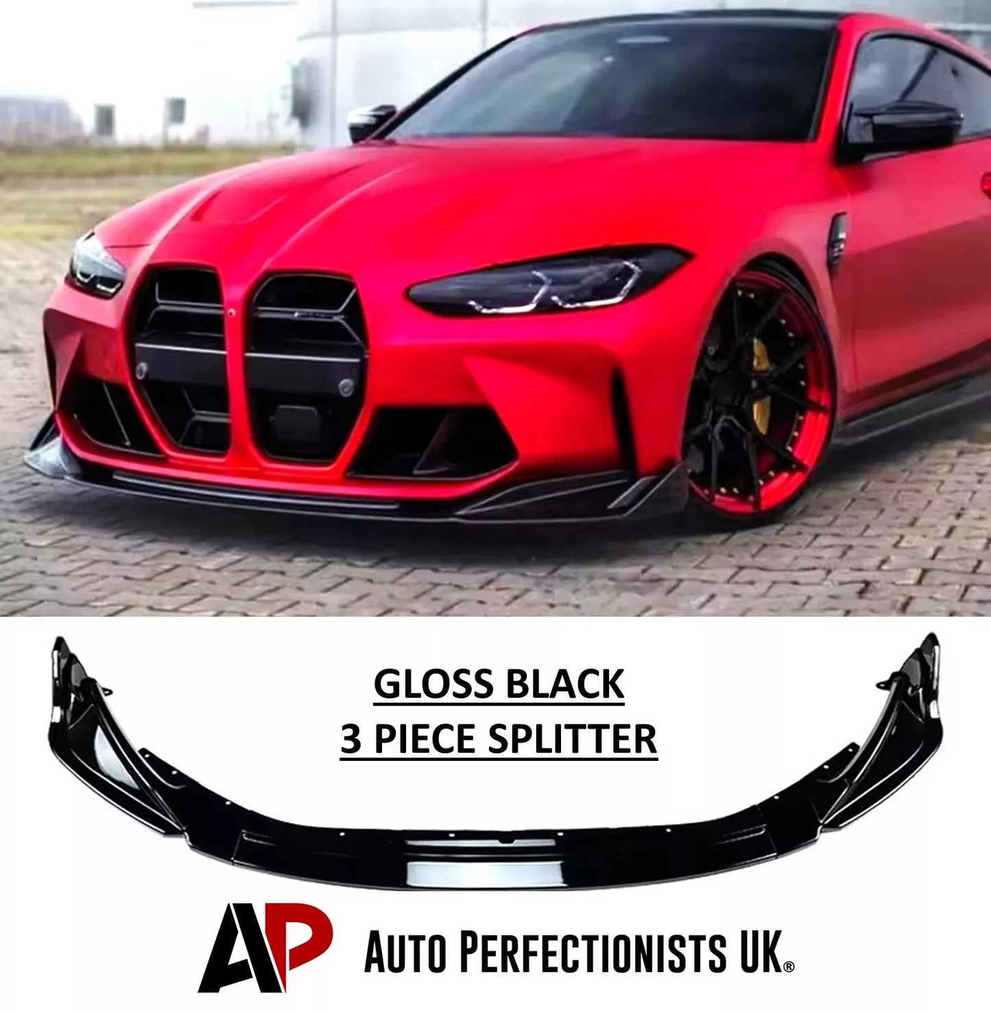 BMW M3 M4 G80 G82 G83 Front Splitter 2020-2024 Gloss Black