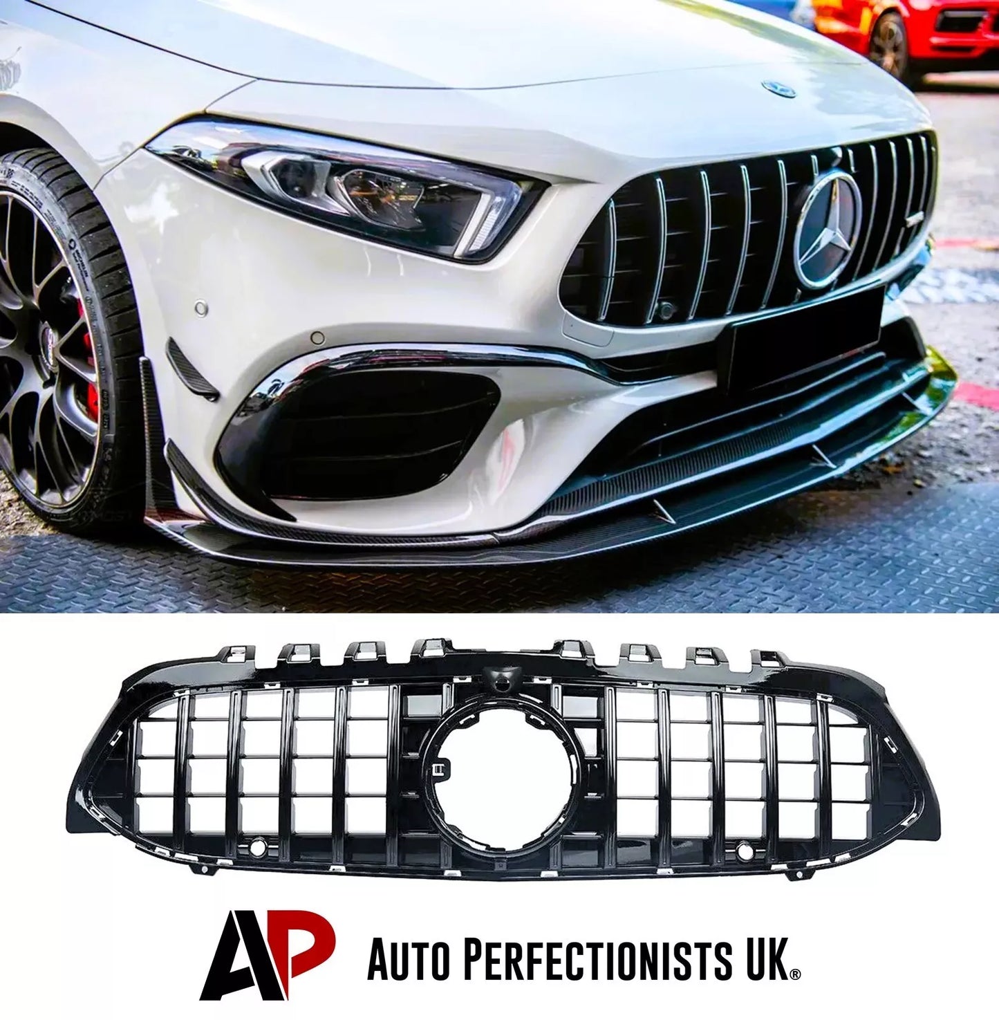 Mercedes A Class W177 Front Panamericana Grille 2018-2024 Gloss Black