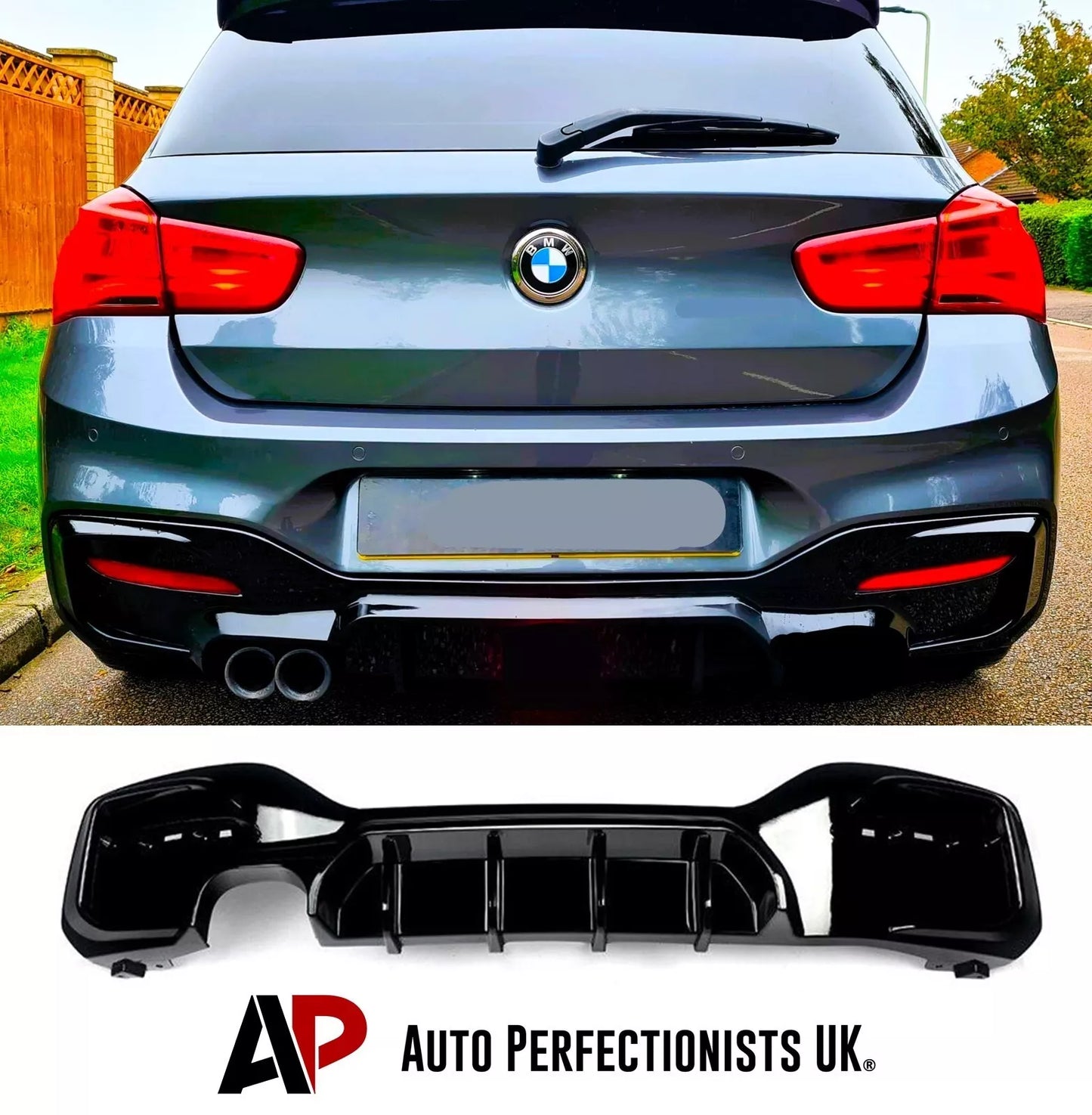BMW 1 Series F20 F21 Rear Diffuser Lip Bumper 2015-2019 S Gloss Black