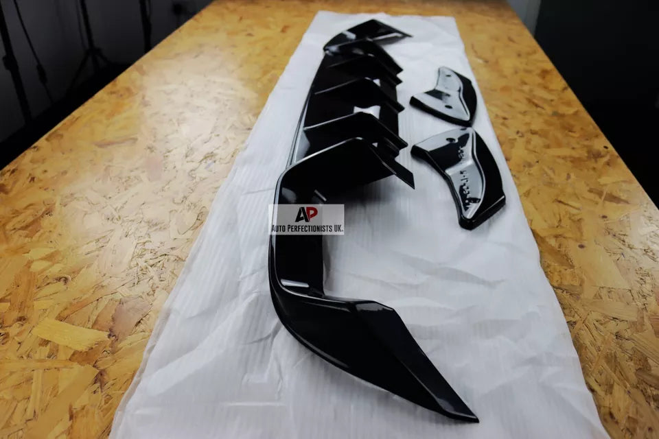 VW Golf R MK7 Rear Diffuser Lip Spoiler Splitter 2013-2016 Gloss Black