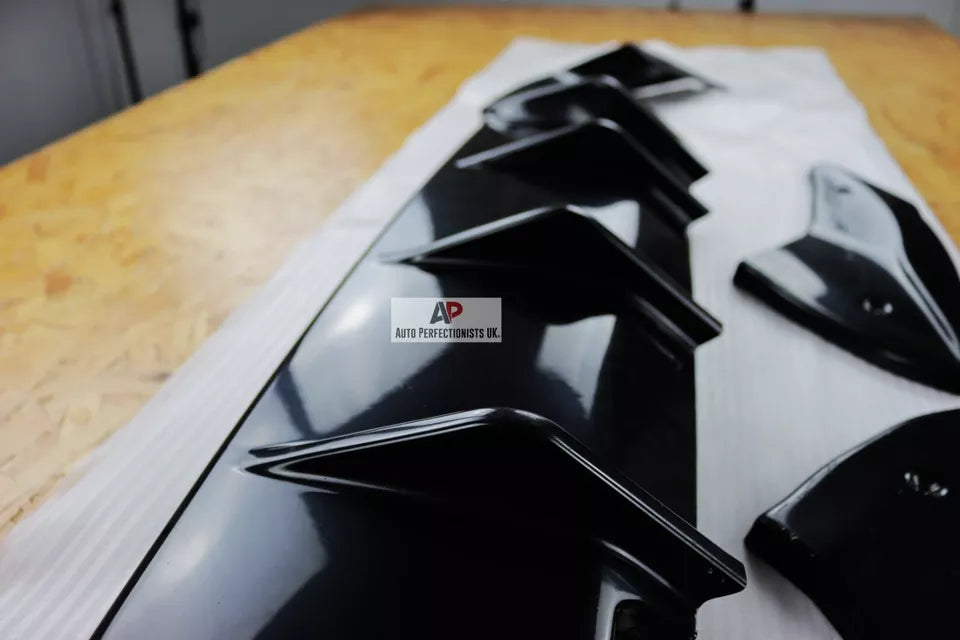 VW Golf R MK7 Rear Diffuser Lip Spoiler Splitter 2013-2016 Gloss Black