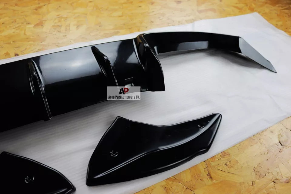 VW Golf R MK7 Rear Diffuser Lip Spoiler Splitter 2013-2016 Gloss Black