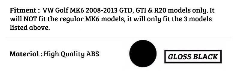VW Golf MK6 TSI TDI GTI Car Rear Roof Spoiler 2008-2013 Gloss Black