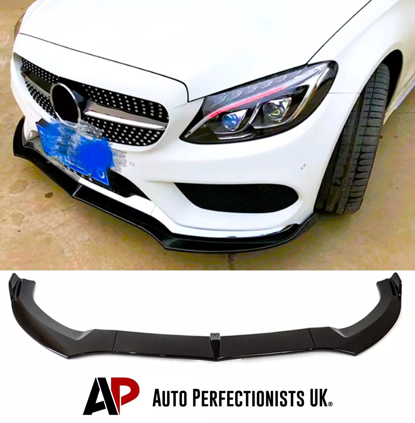 Mercedes C Class C43 W205 C205 Front Splitter 2014-2018 Gloss Black