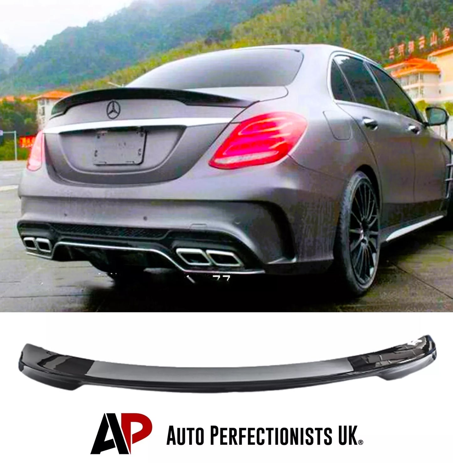 Mercedes C Class W205 4dr Car Rear Spoiler 2014-2021 Gloss Black