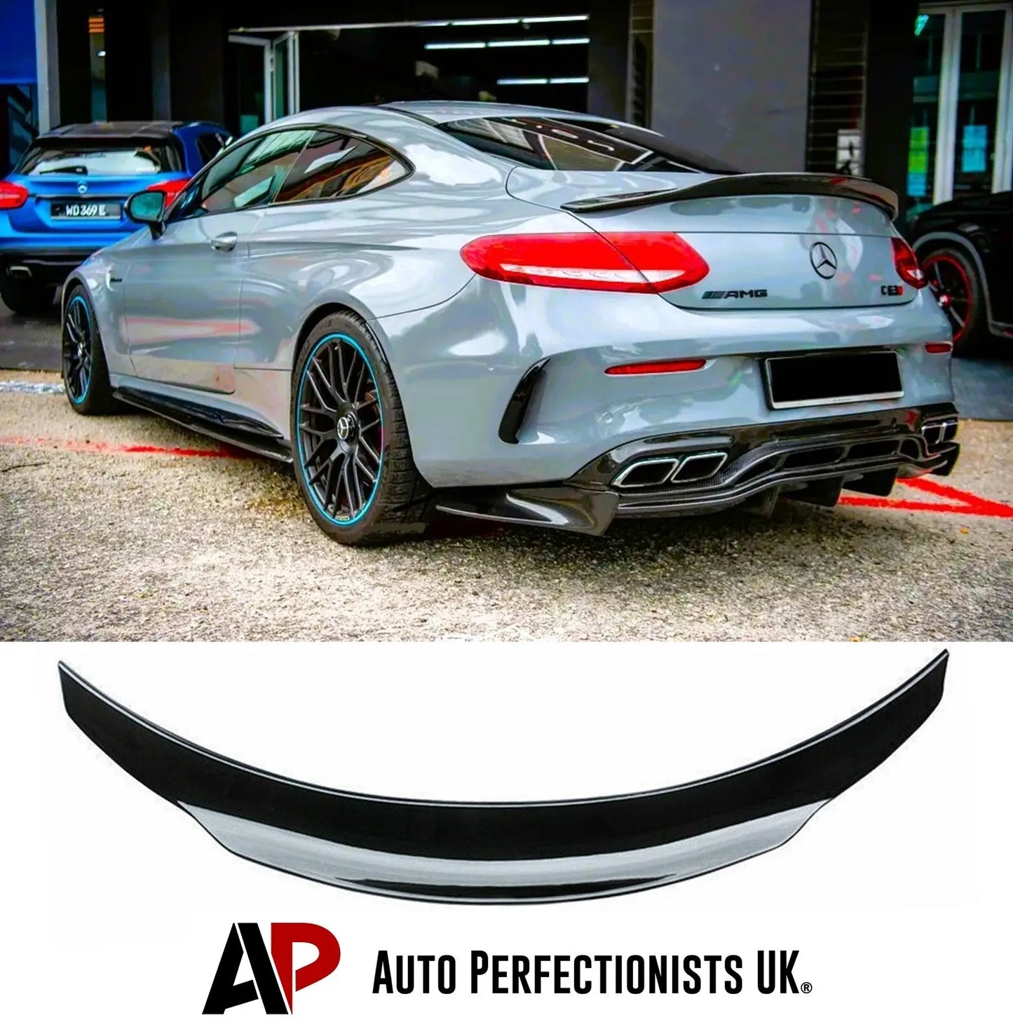 Mercedes C Class Coupe W205 C205 Car Rear Spoiler 2014-21 Gloss Black
