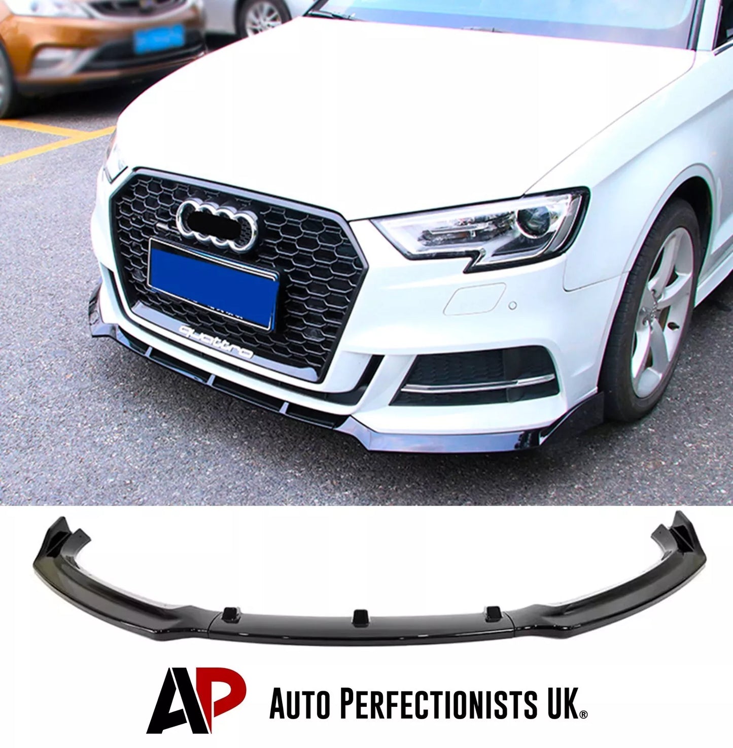 Audi A3 S3 S Line 8V Front Splitter 2017-2020 Gloss Black