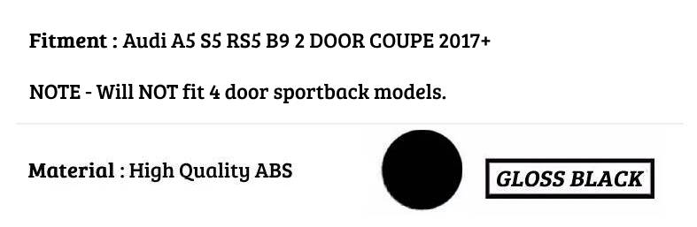 Audi A5 S5 RS5 B9 2 Door Coupe Car Rear Spoiler 2017-2024 Gloss Black