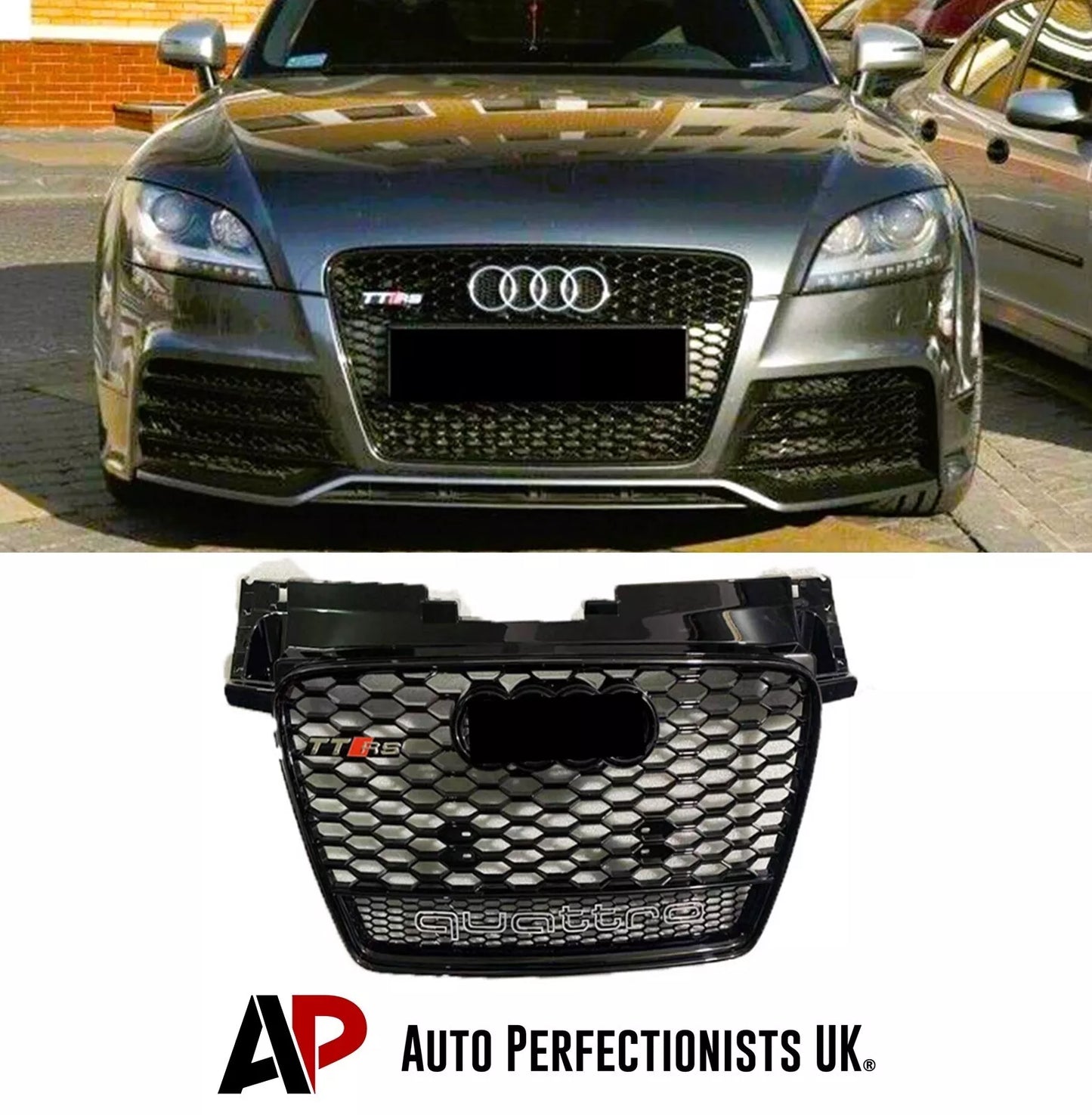 Audi TT TTS MK2 Front Main Honeycomb Mesh Grill 2006-2014 Gloss Black