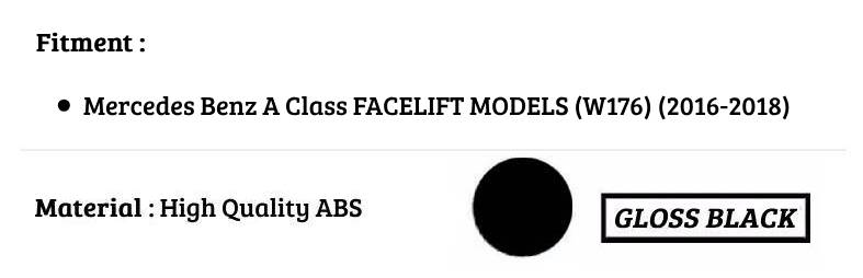 Mercedes A Class W176 Front Diamond Grill 2016-2018 Gloss Black