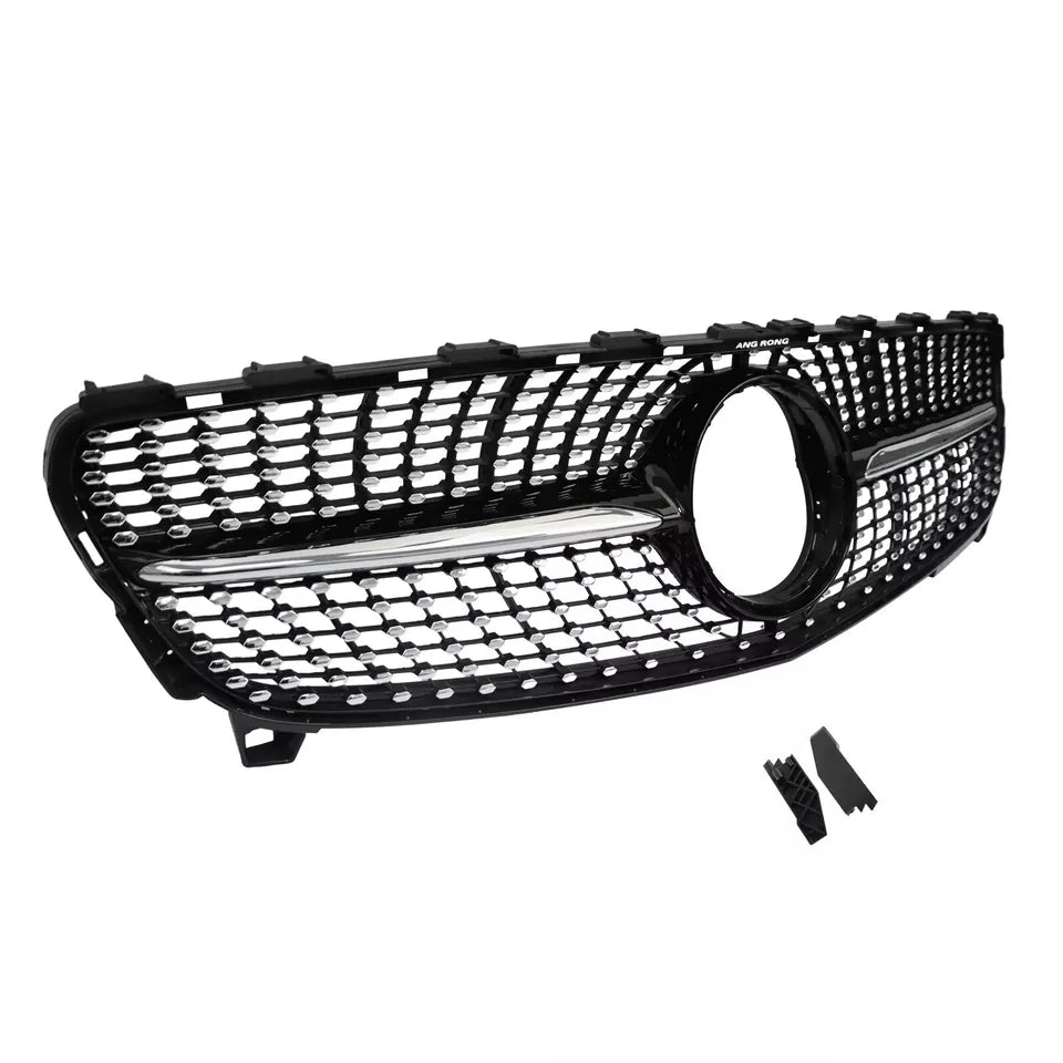 Mercedes A Class W176 Front Diamond Grill 2016-2018 Gloss Black