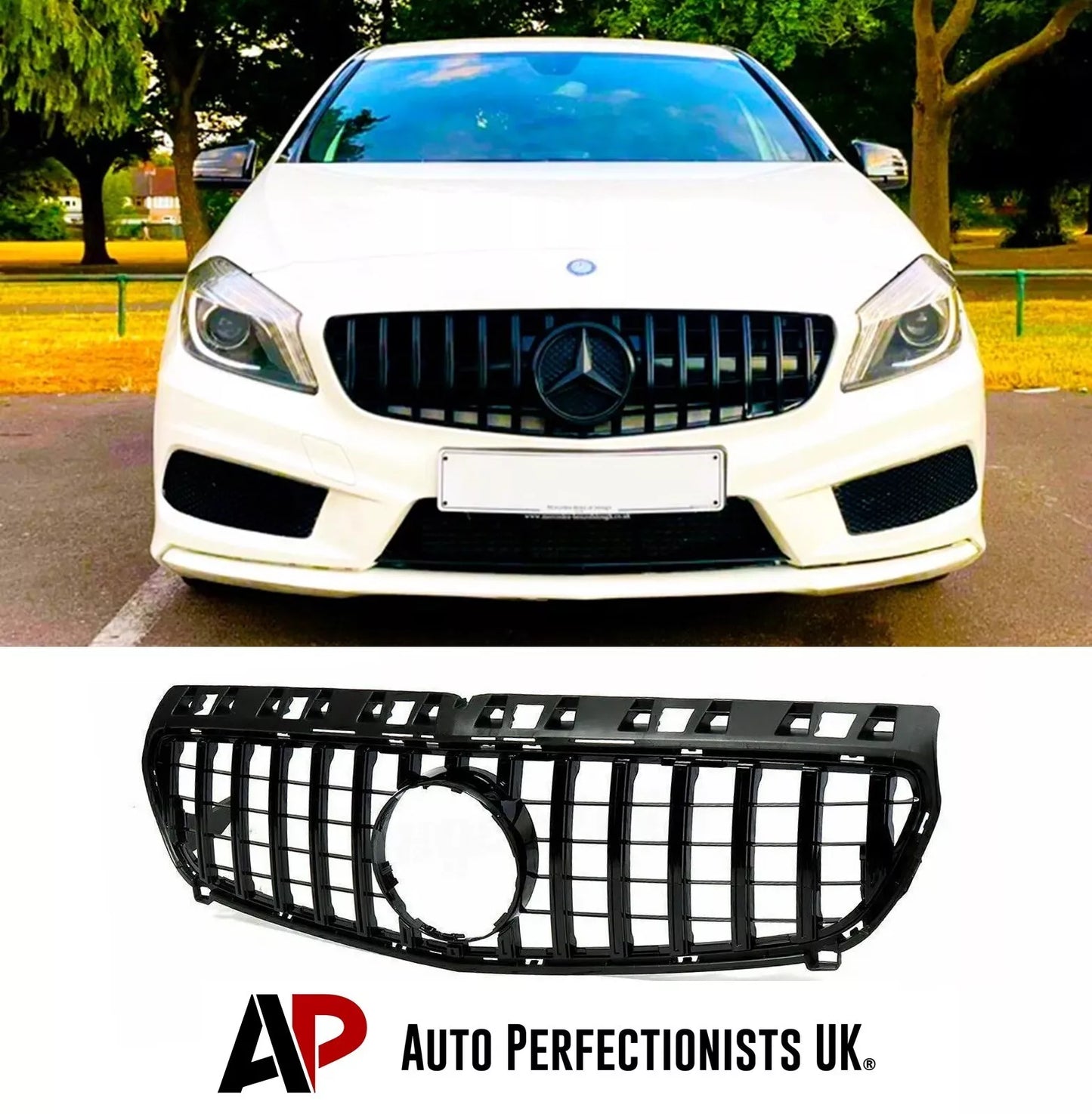 Mercedes A W176 Front Panamericana GT GTR Grill 2013-2015 Gloss Black