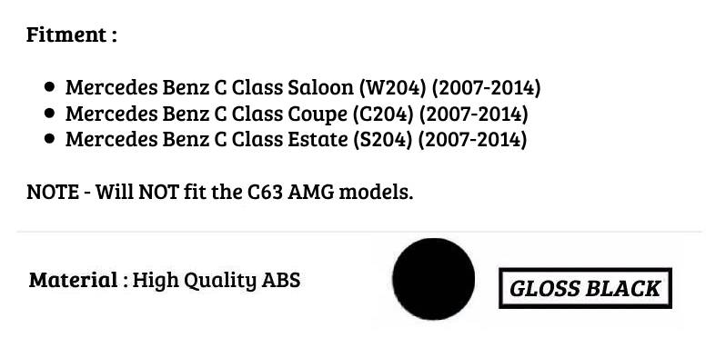 Mercedes C Class W204 C204 S204 Front Grill 2007-2014 ABS Gloss Black