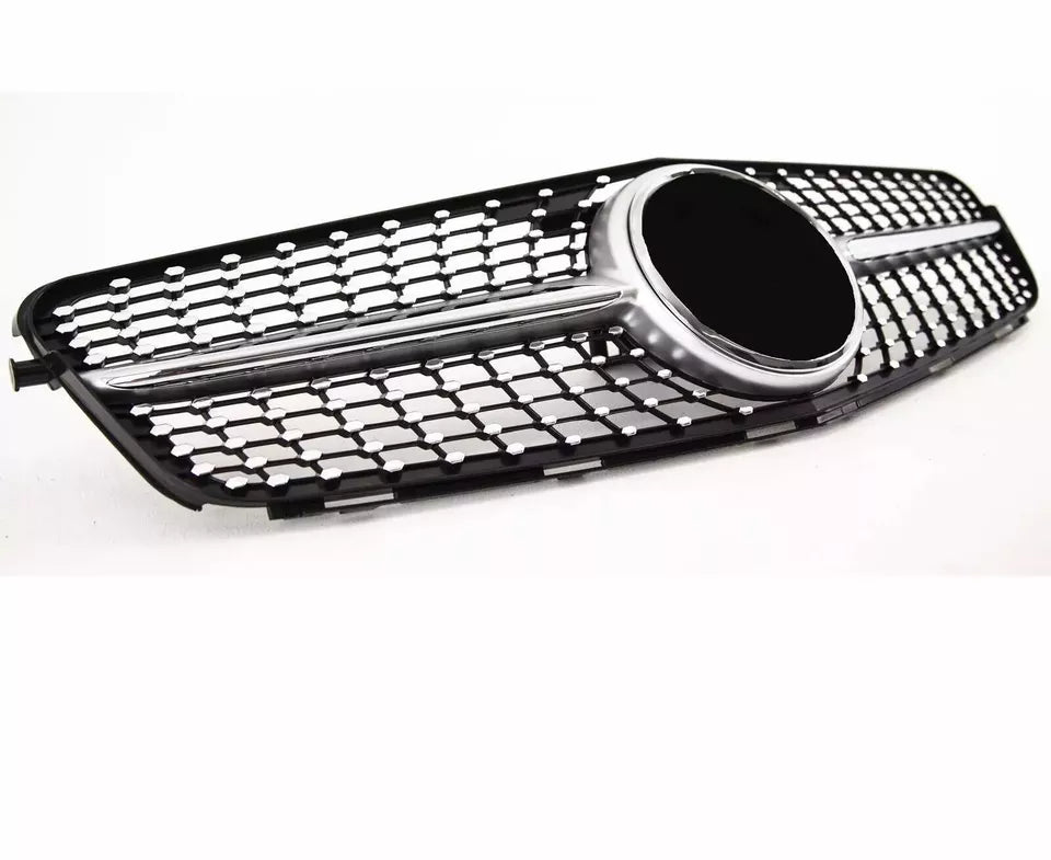 Mercedes C Class W204 Front Diamond Grill 2007-2014 Gloss Black