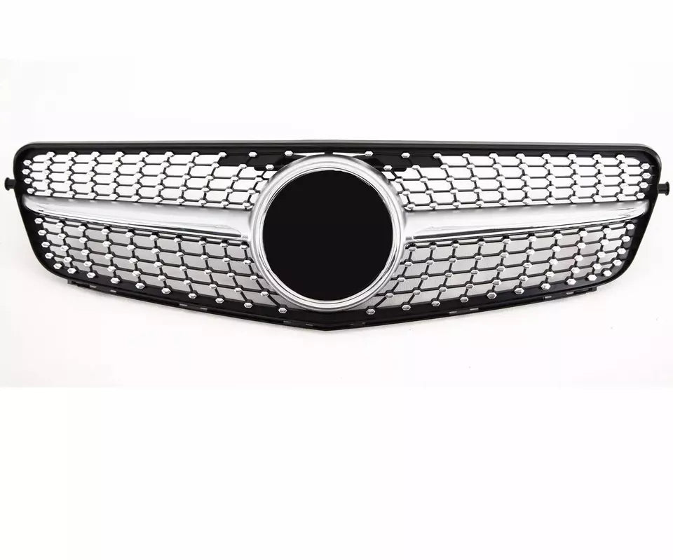 Mercedes C Class W204 Front Diamond Grill 2007-2014 Gloss Black