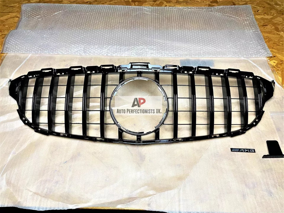 Mercedes C W205 Front Panamericana GT GTR Grill 2014-2018 Gloss Black