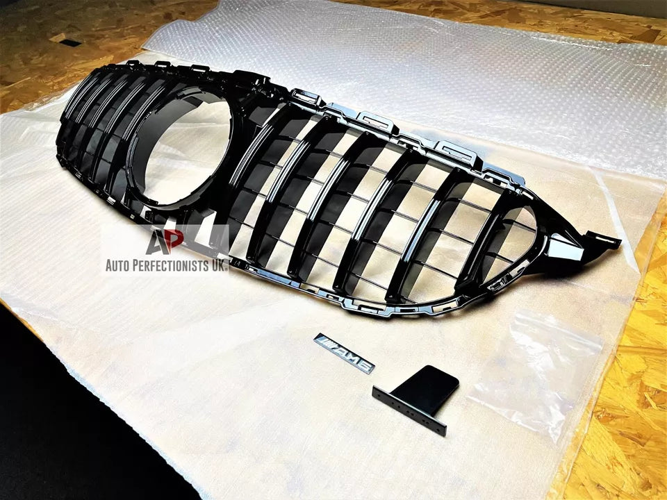 Mercedes C W205 Front Panamericana GT GTR Grill 2014-2018 Gloss Black