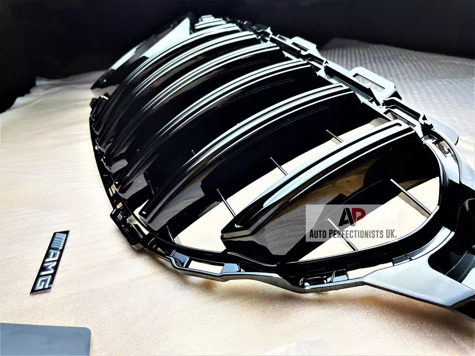 Mercedes C W205 Front Panamericana GT GTR Grill 2014-2018 Gloss Black