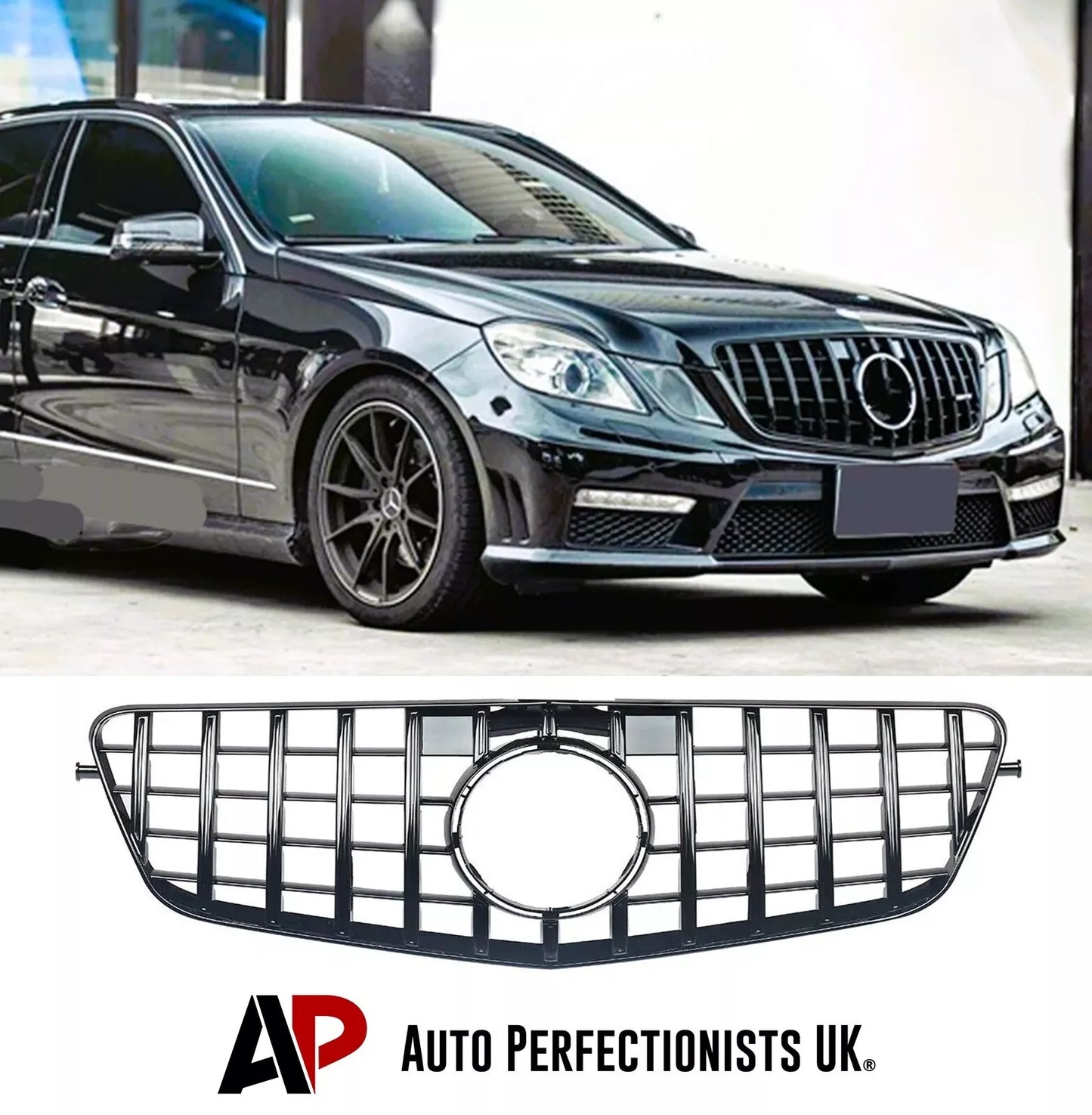 Mercedes E Class W212 Panamericana GT GTR Grill 2009-2013 Gloss Black