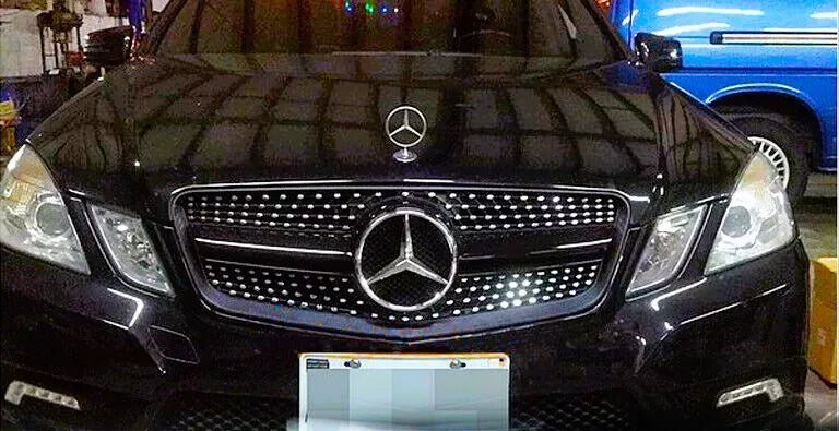 Mercedes E Class W212 Front Diamond Grill 2009-2013 ABS Gloss Black