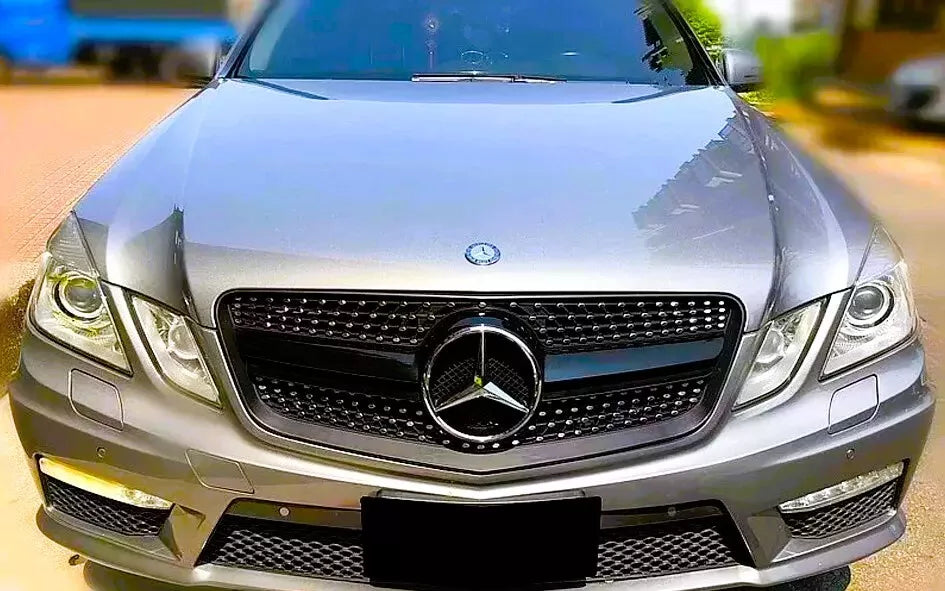 Mercedes E Class W212 Front Diamond Grill 2009-2013 ABS Gloss Black