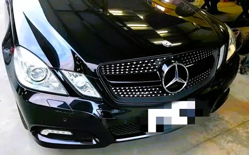 Mercedes E Class W212 Front Diamond Grill 2009-2013 ABS Gloss Black