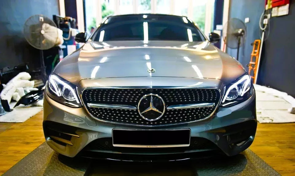 Mercedes E Class W213 C238 Front Diamond Grill 2016-2019 Gloss Black