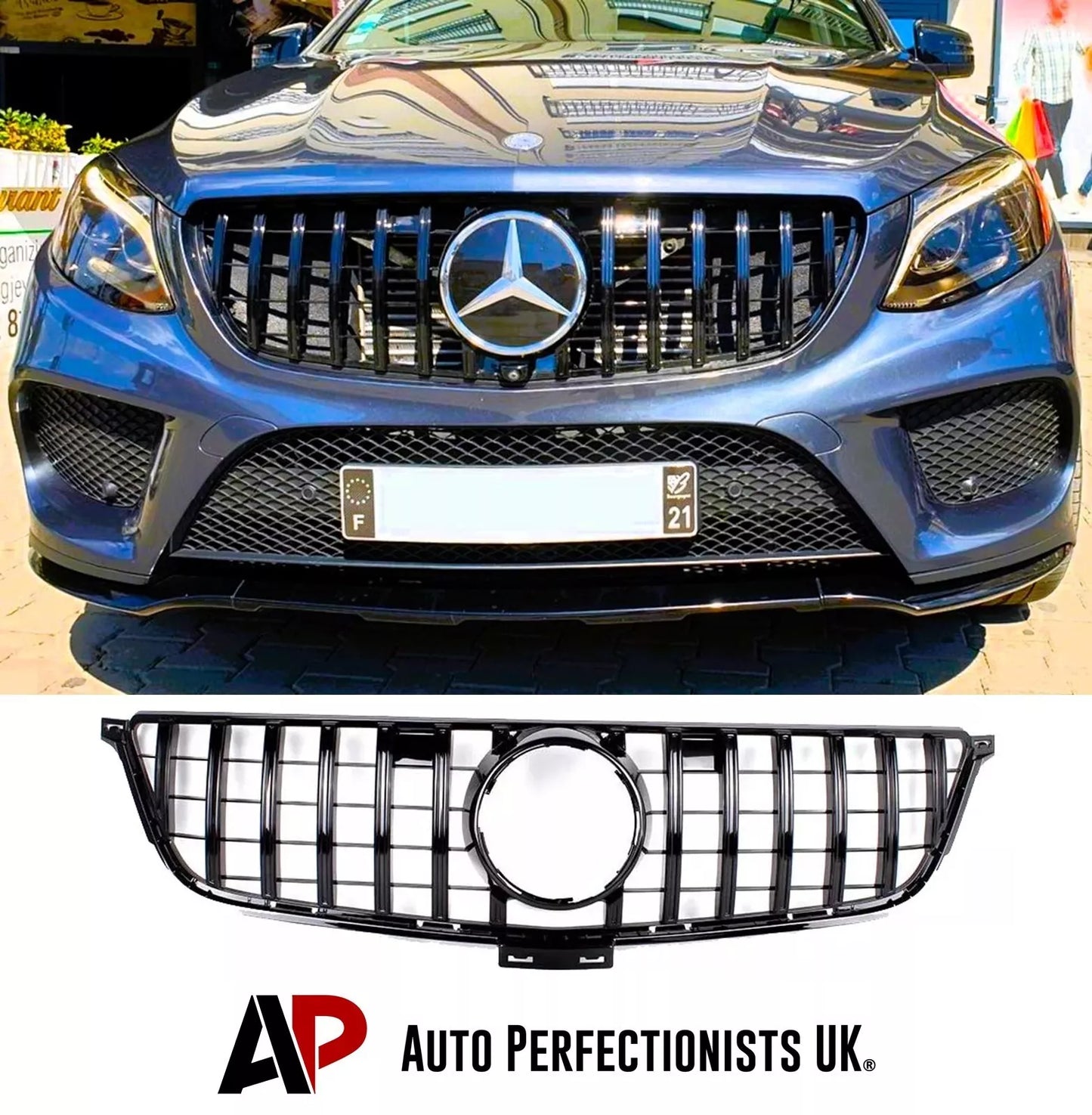 Mercedes GLE W166 Panamericana GT GTR Grill 2015-2019 Gloss Black