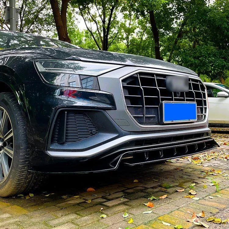 Audi Q8 SQ8 S Line Front Splitter Lip Kit 2018-2024 ABS Gloss Black