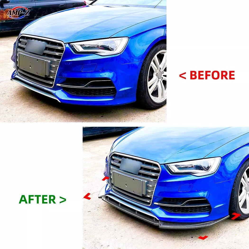 Audi A3 S3 8V Front Splitter Lip Body Kit 2014-2016 ABS Gloss Black