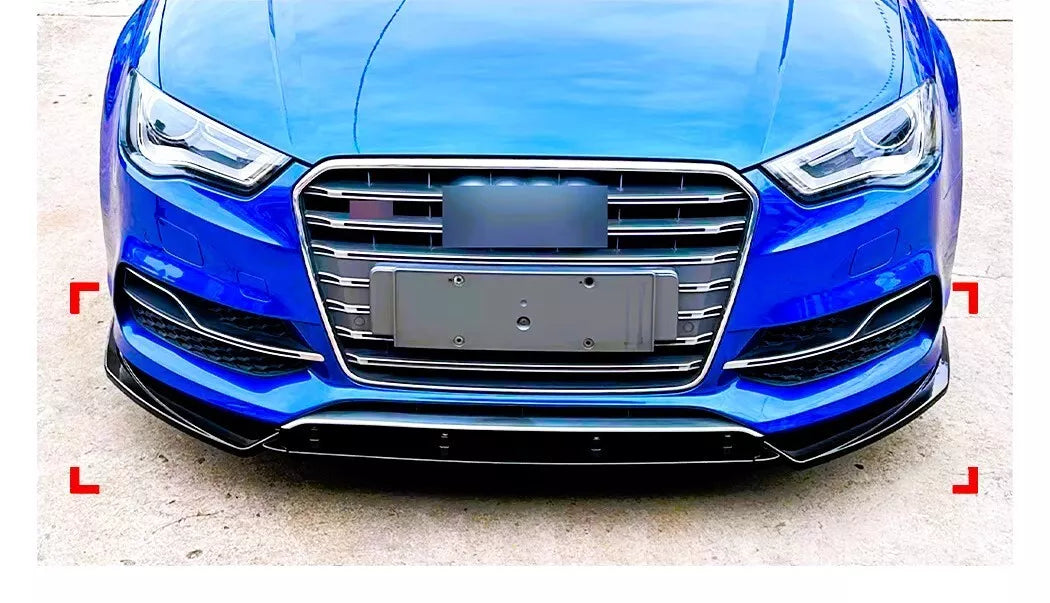 Audi A3 S3 8V Front Splitter Lip Body Kit 2014-2016 ABS Gloss Black