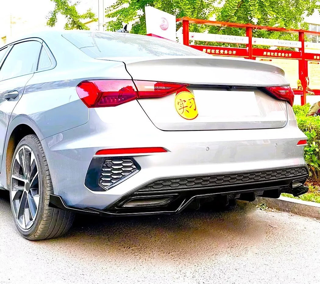 Audi S3 A3 8Y Saloon Rear Diffuser Lip 2020-2024 ABS Gloss Black