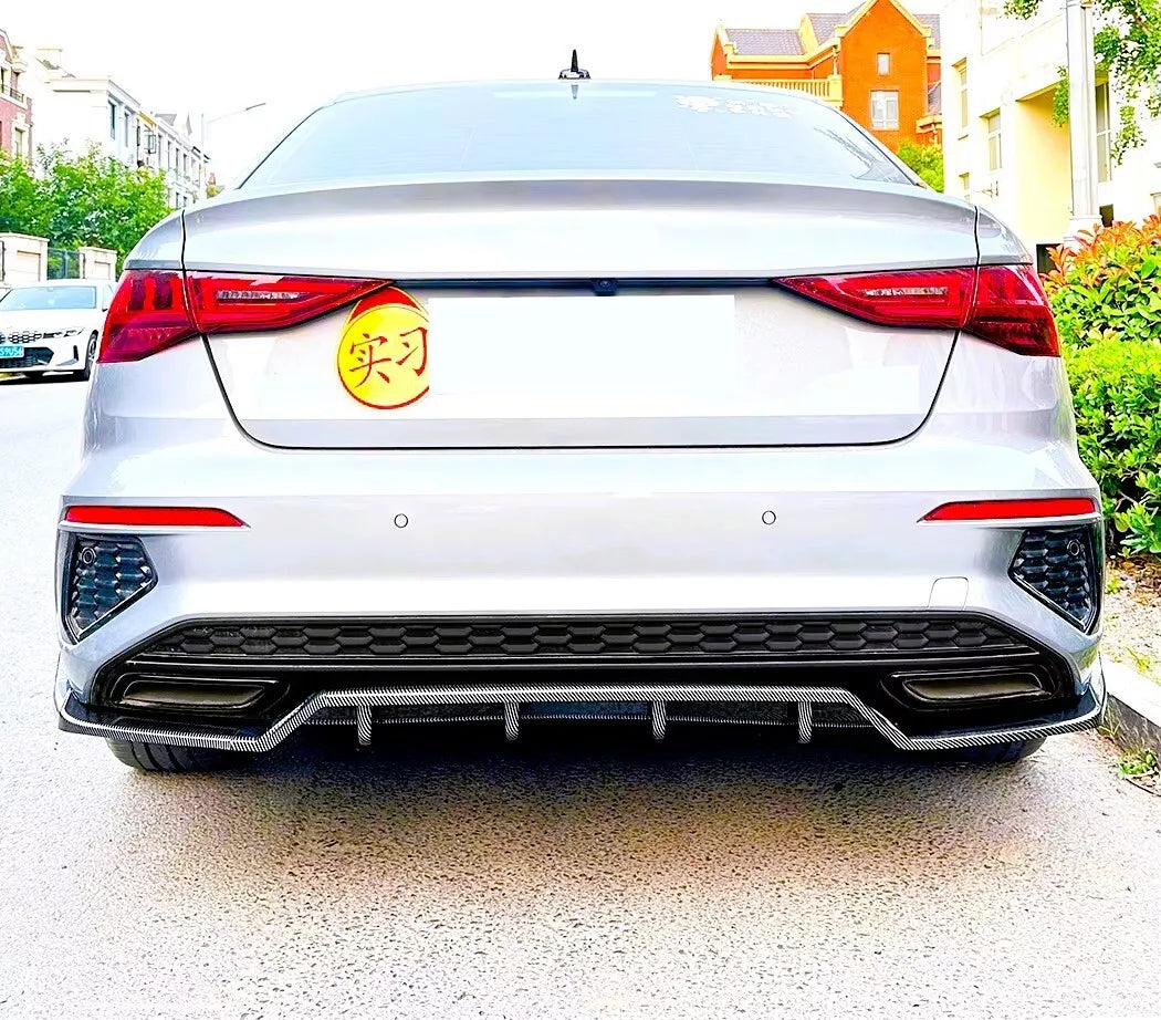 Audi S3 A3 8Y Saloon Rear Diffuser Lip 2020-2024 ABS Gloss Black