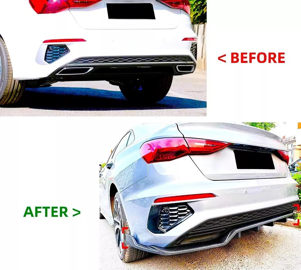 Audi S3 A3 8Y Saloon Rear Diffuser Lip 2020-2024 ABS Gloss Black