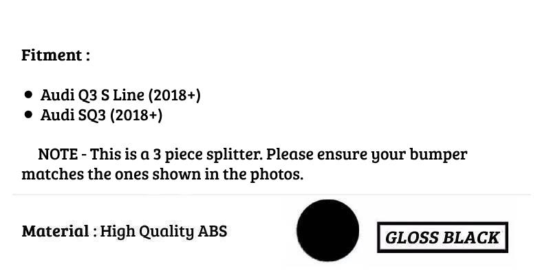 Audi Q3 SQ3 F3 Front Splitter Lip Kit 2018-2024 ABS Gloss Black