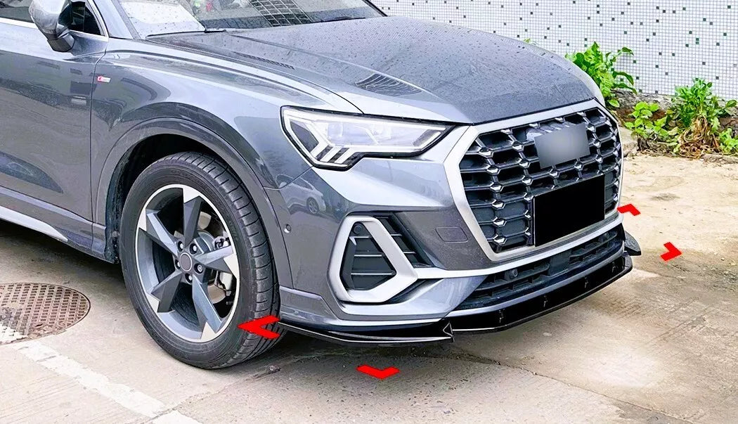 Audi Q3 SQ3 F3 Front Splitter Lip Kit 2018-2024 ABS Gloss Black