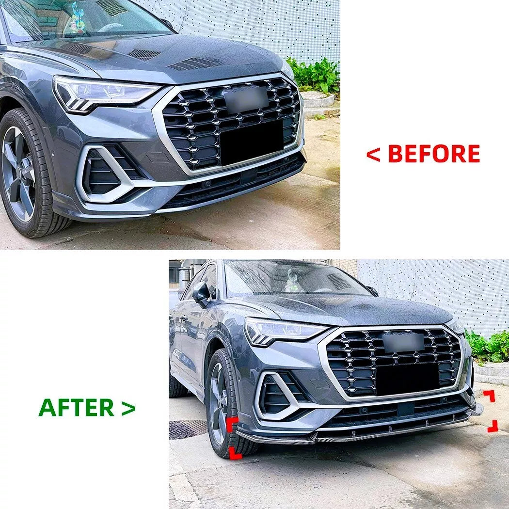 Audi Q3 SQ3 F3 Front Splitter Lip Kit 2018-2024 ABS Gloss Black