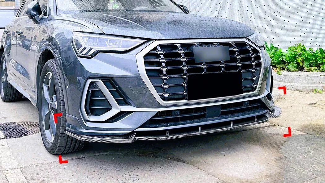 Audi Q3 SQ3 F3 Front Splitter Lip Kit 2018-2024 ABS Gloss Black