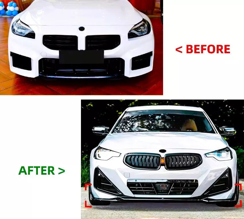 BMW 2 Series G42 G43 Front Splitter M Sport Kit ABS Gloss Black