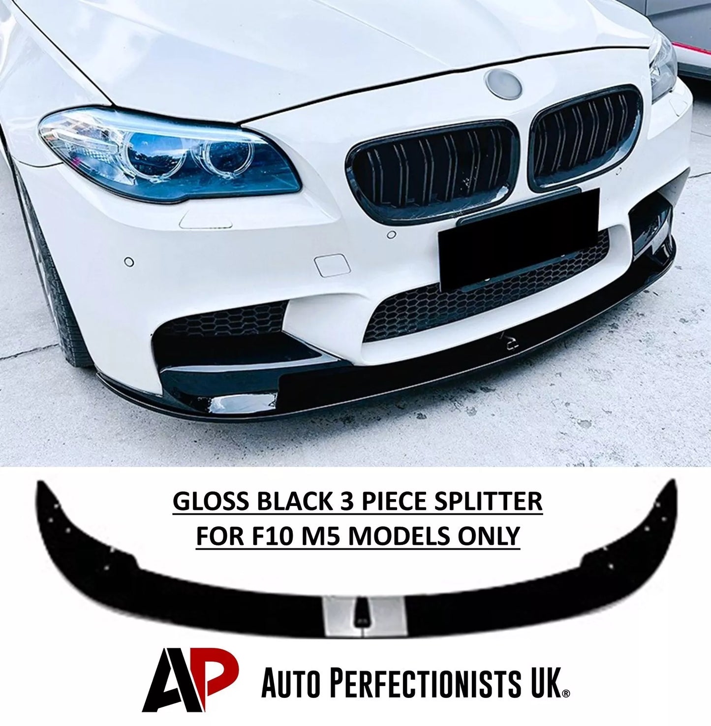 BMW M5 F10 Front Splitter Wing Kit 2010-2017 ABS Gloss Black
