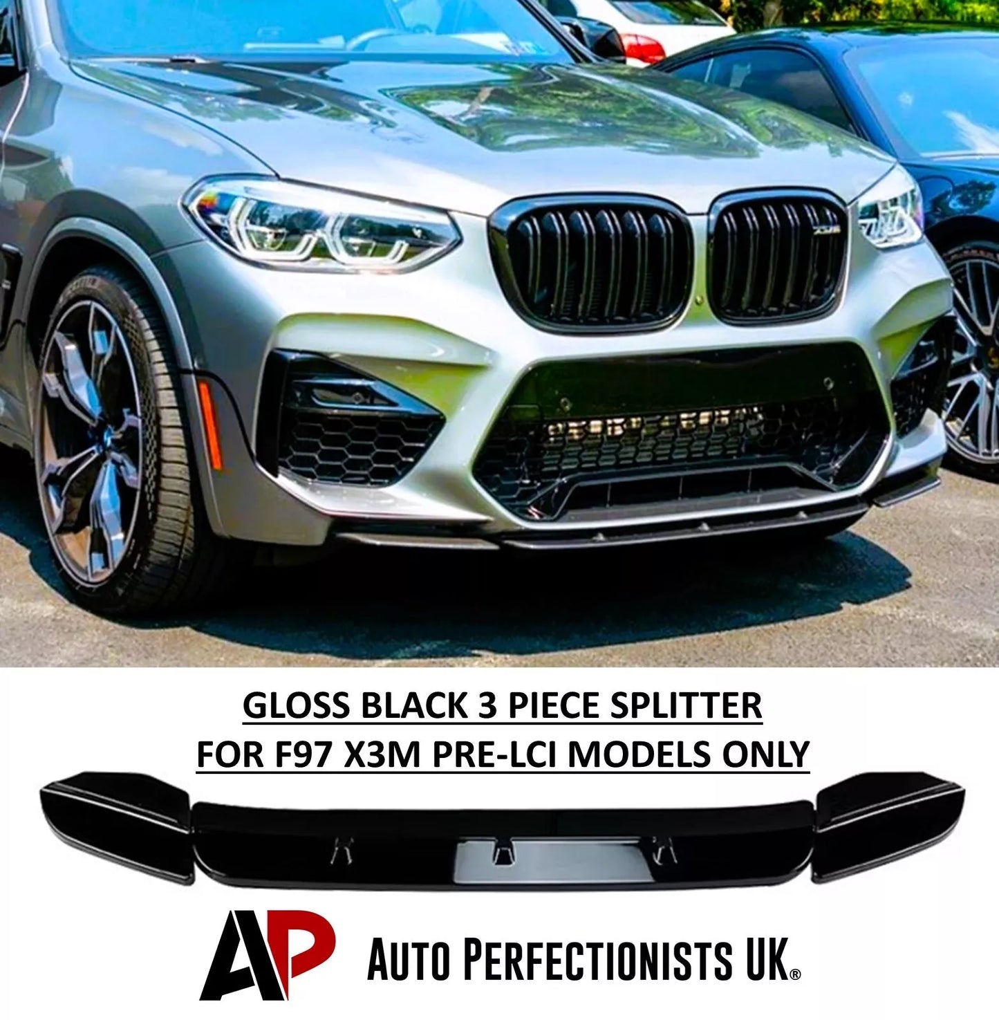 BMW X3M F97 PRE-LCI Front Splitter Wing Kit 2019-2021 ABS Gloss Black