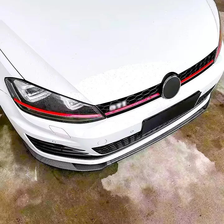 VW Golf MK7 R GTI GTD Front Splitter Kit 2013-2020 ABS Gloss Black